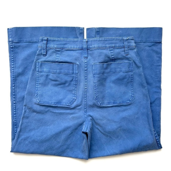 Madewell Emmett Blue Wide-Leg Pants Jeans Button Front Patch Pocket Crop Size 27 - Picture 9 of 11